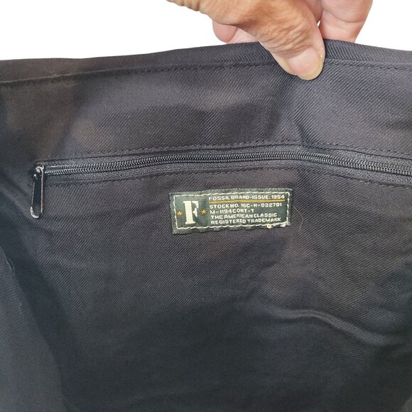 Fossil Black Canvas Shoulder Messenger Bag With Multiple Pockets Adj Strap - Picture 5 of 15